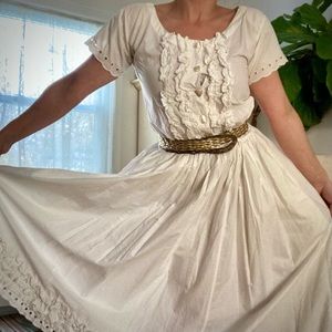 Livingston Williams True West vintage 90s romantic white cotton eyelet dress L